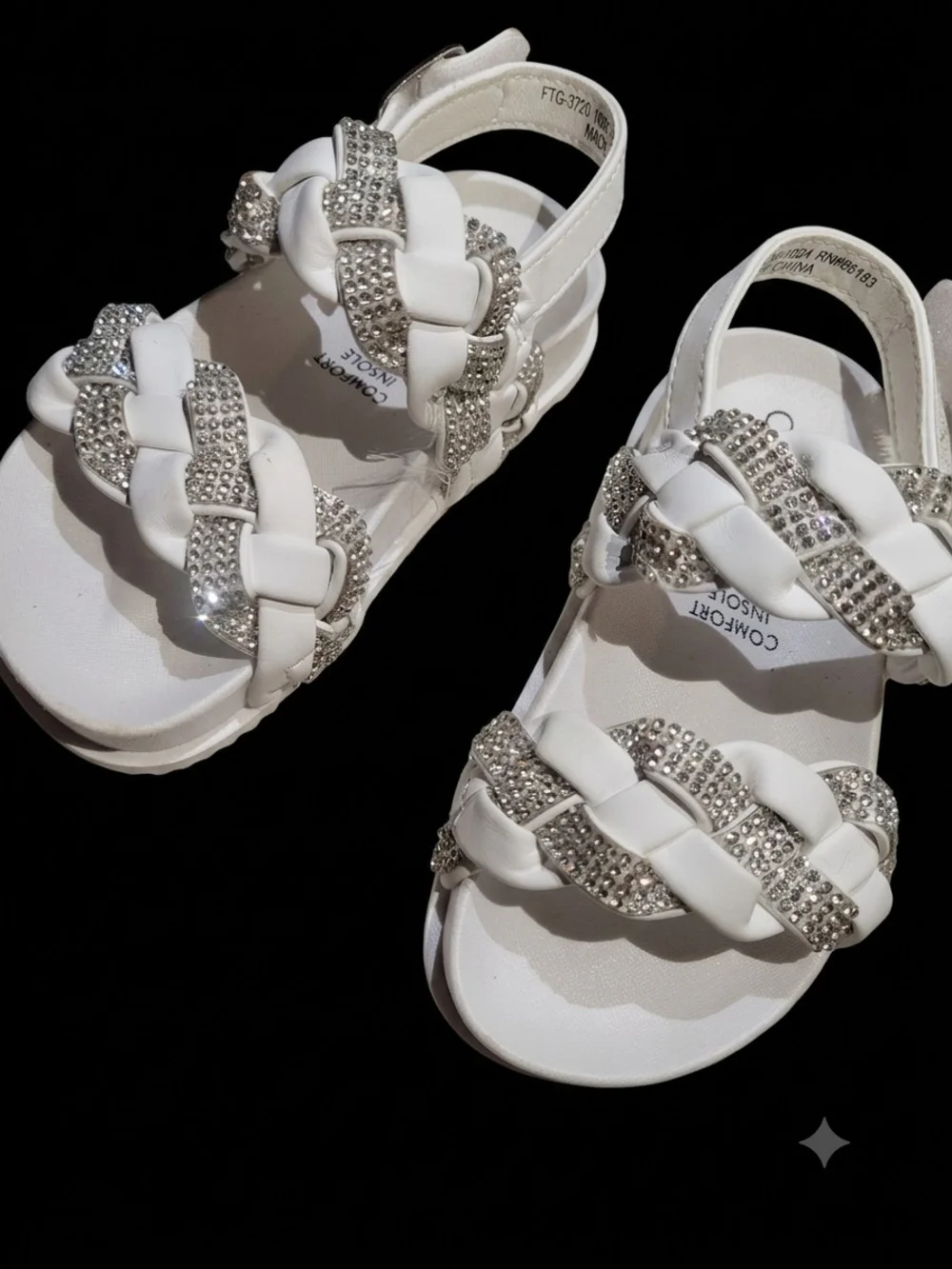 Capelli New York White Braided Crystal Strap Sandals